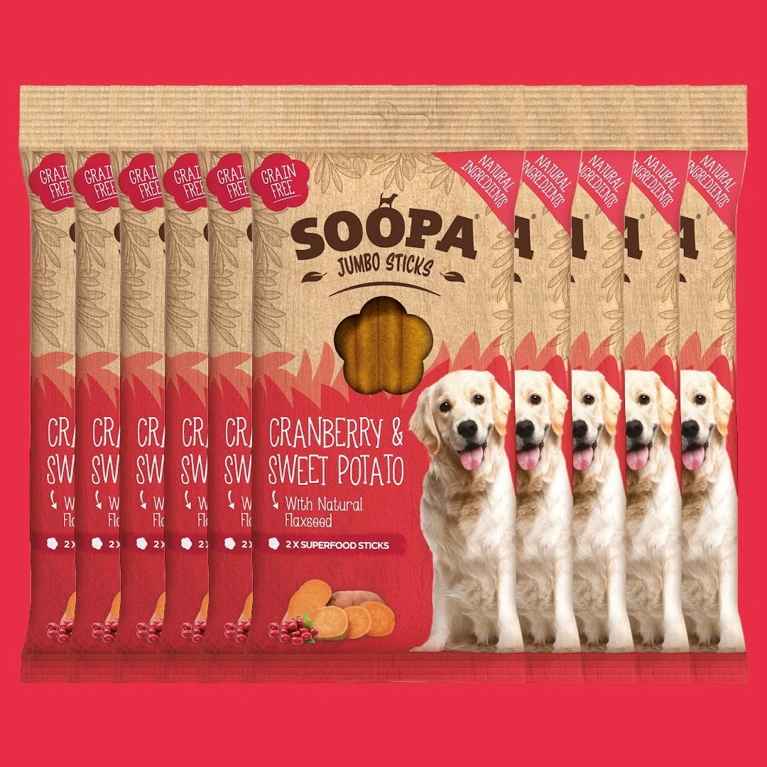 Tannpinnar úr trönuberjum og sætum kartöflum fyrir stórar hundakyn